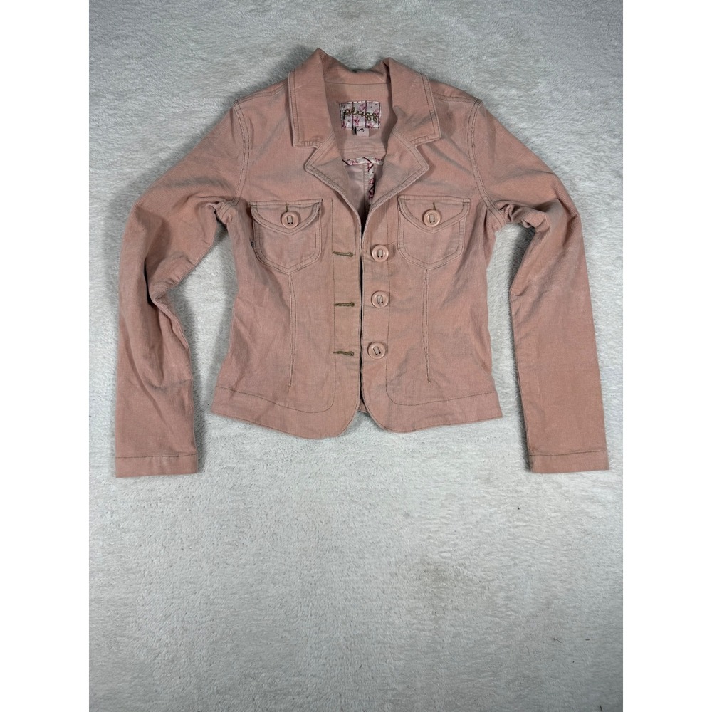 Plush Corduroy Blazer Womens Medium Pink Good Button Front Vintage Style Jacket
